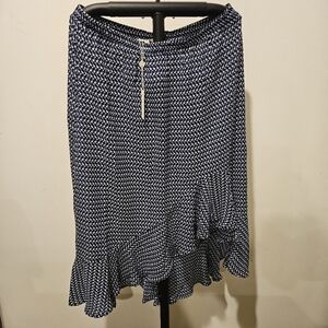 Max Studio NWT Women's Asymetrical High-Low Blue & White Skirt, Size XL